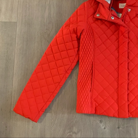 Calvin Klein Red Down Jacket Zipper Hoodie XS. B - Picture 2 of 9